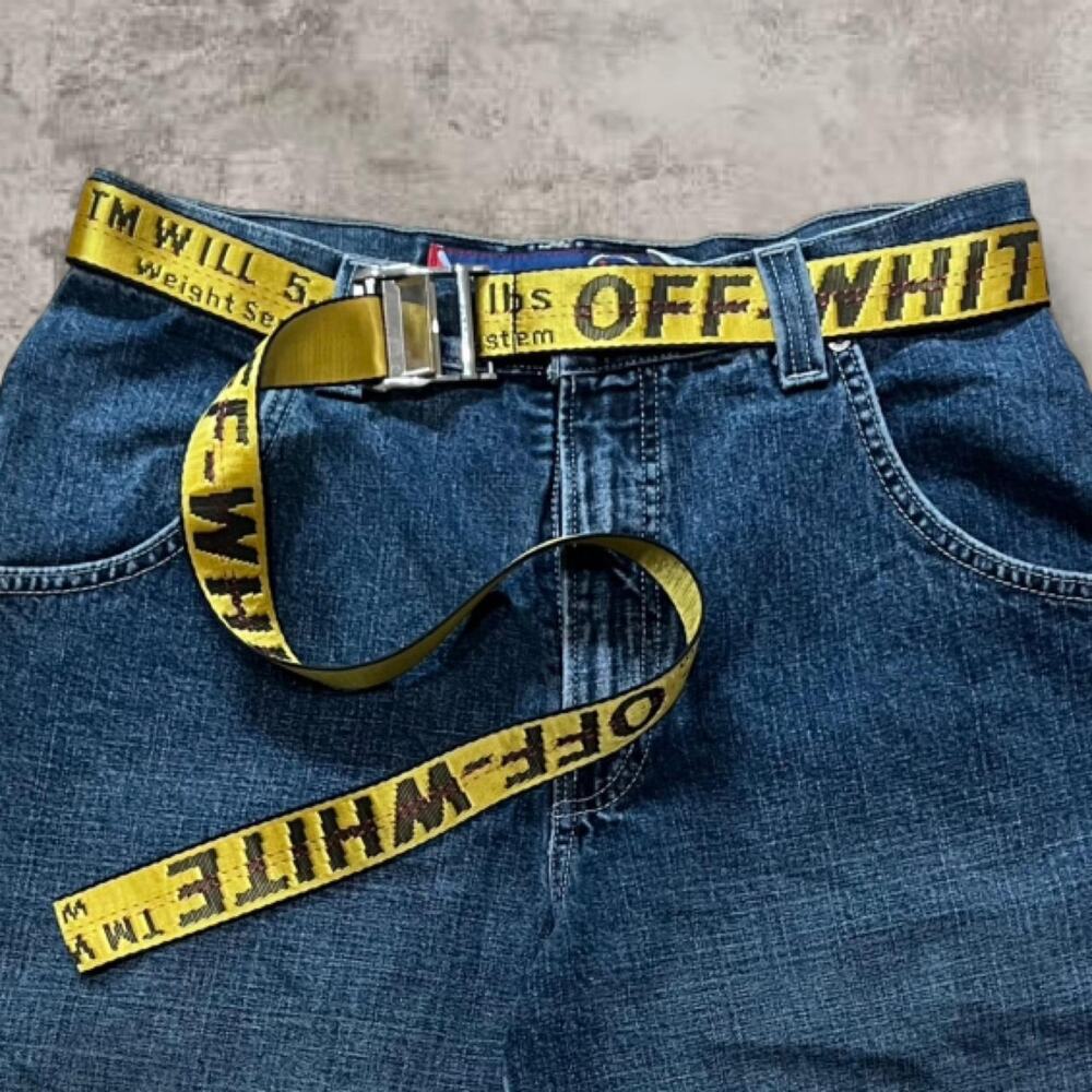 Off White Yellow Construction Belt Industrial Strap Accessory us sz One Size